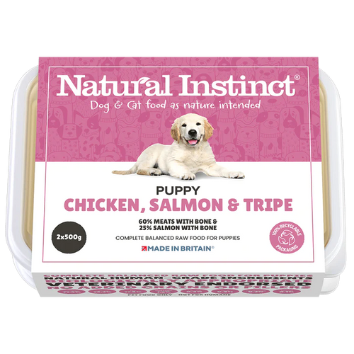 2 x 500g Natural Instinct Puppy Chicken, Salmon & Tripe 2 x 500g