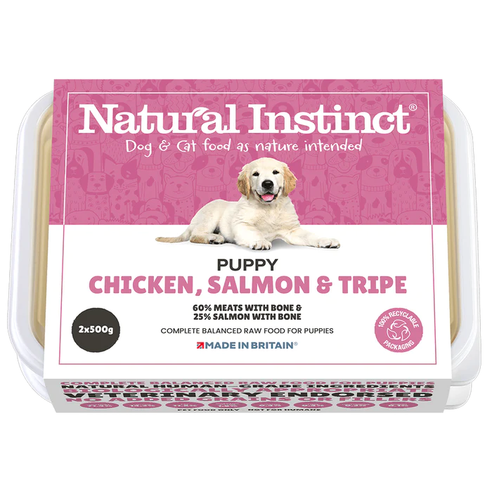 2 x 500g Natural Instinct Puppy Chicken, Salmon & Tripe 2 x 500g